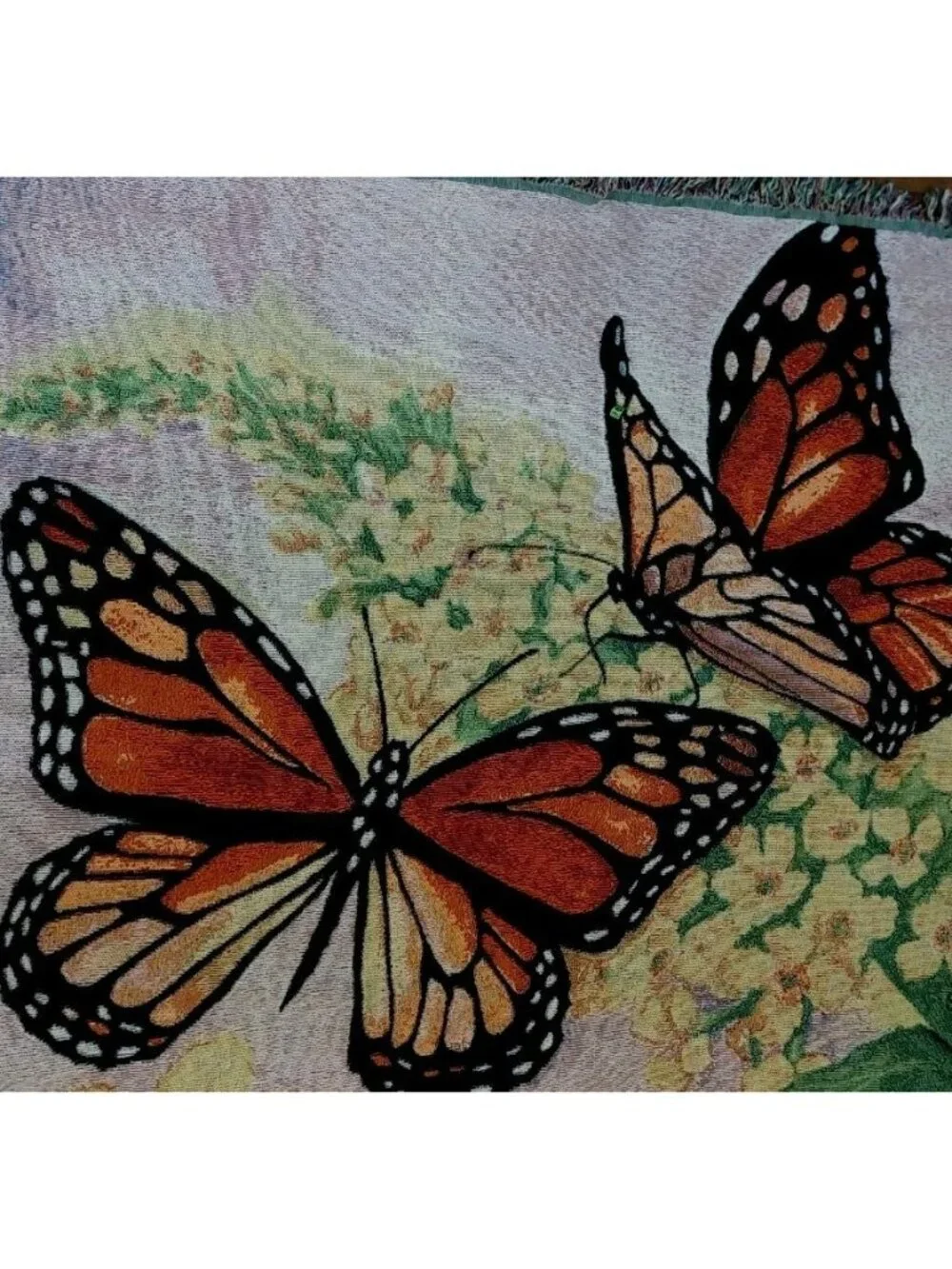 Monarch Butterfly Tapestry Blanket Throw Fringed 60